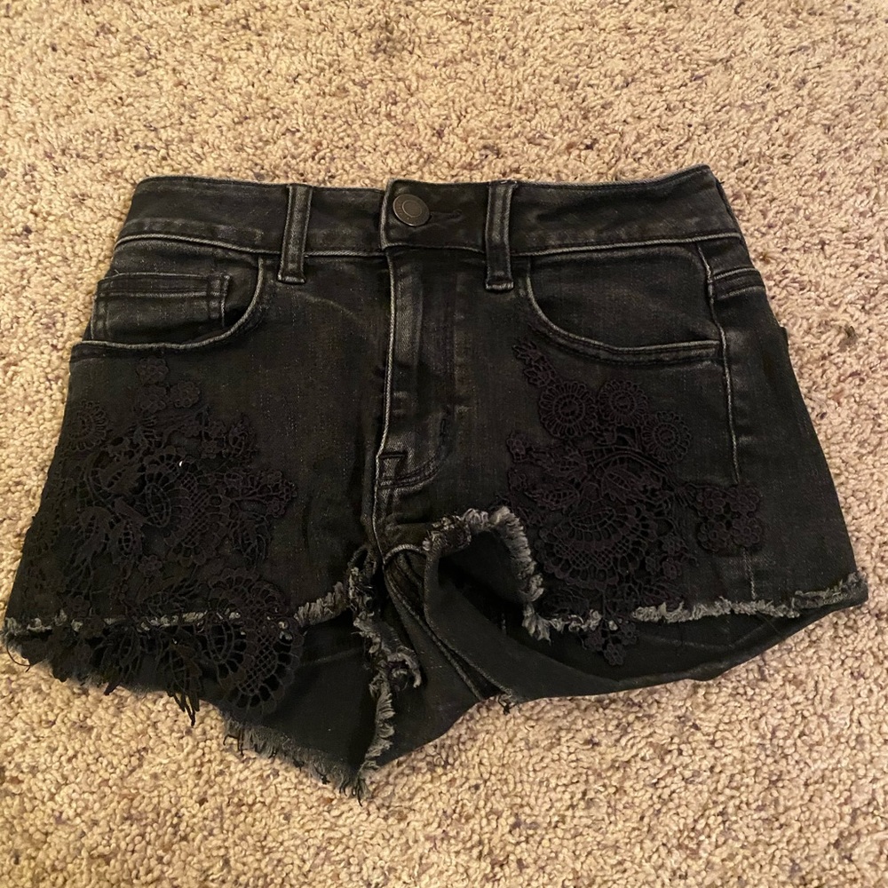 black american eagle jean shorts